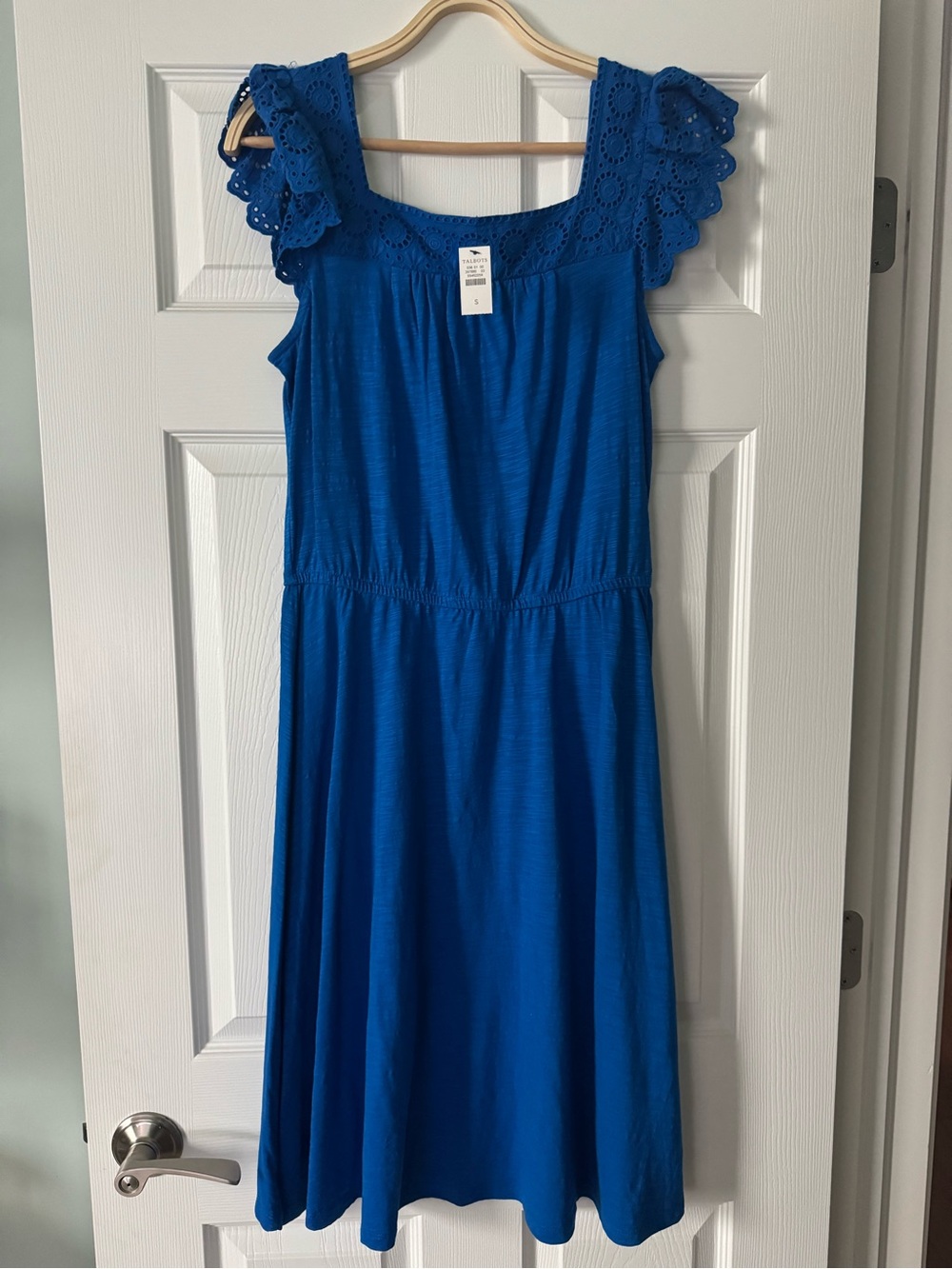 Talbots Women’s Royal/Cobalt Blue Eyelet Sleeve Dress. Size Small. NWT